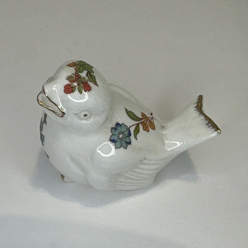 Bone China Bird Salt & Pepper Shakers Floral Gold Tip Vintage